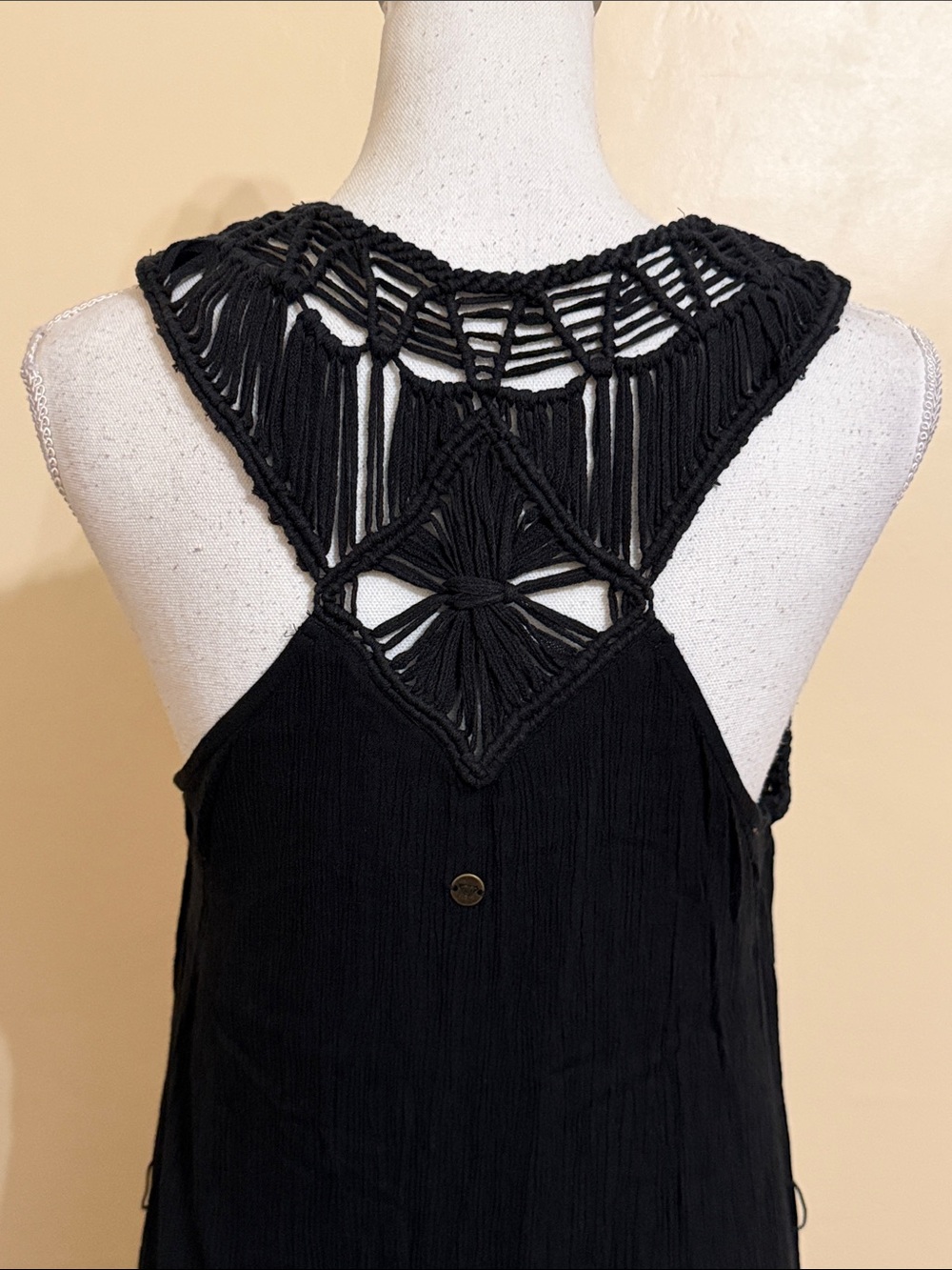 Roxy Black Crochet Yoke Maxi Dress - Picture 6 of 13